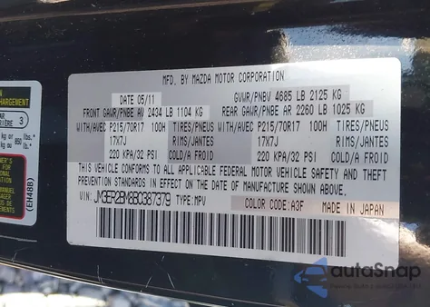 2011 Mazda Cx-7 I Sport z USA, uszkodzony, nr VIN JM3ER2BM8B0387379